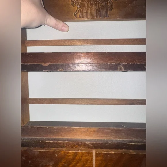 Vintage Wooden Wall Rack With Two Drawers - Picture 4 of 11